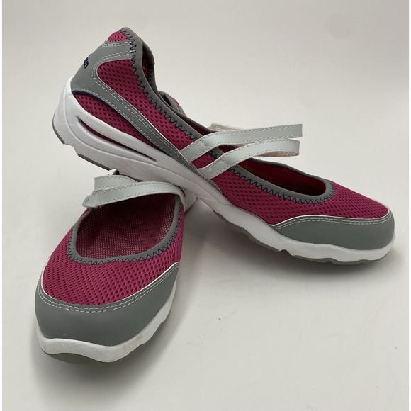 LL Bean Women's Mary Jane Strappy Flats Pink Grey Size 10 Wide - Picture 6 of 9